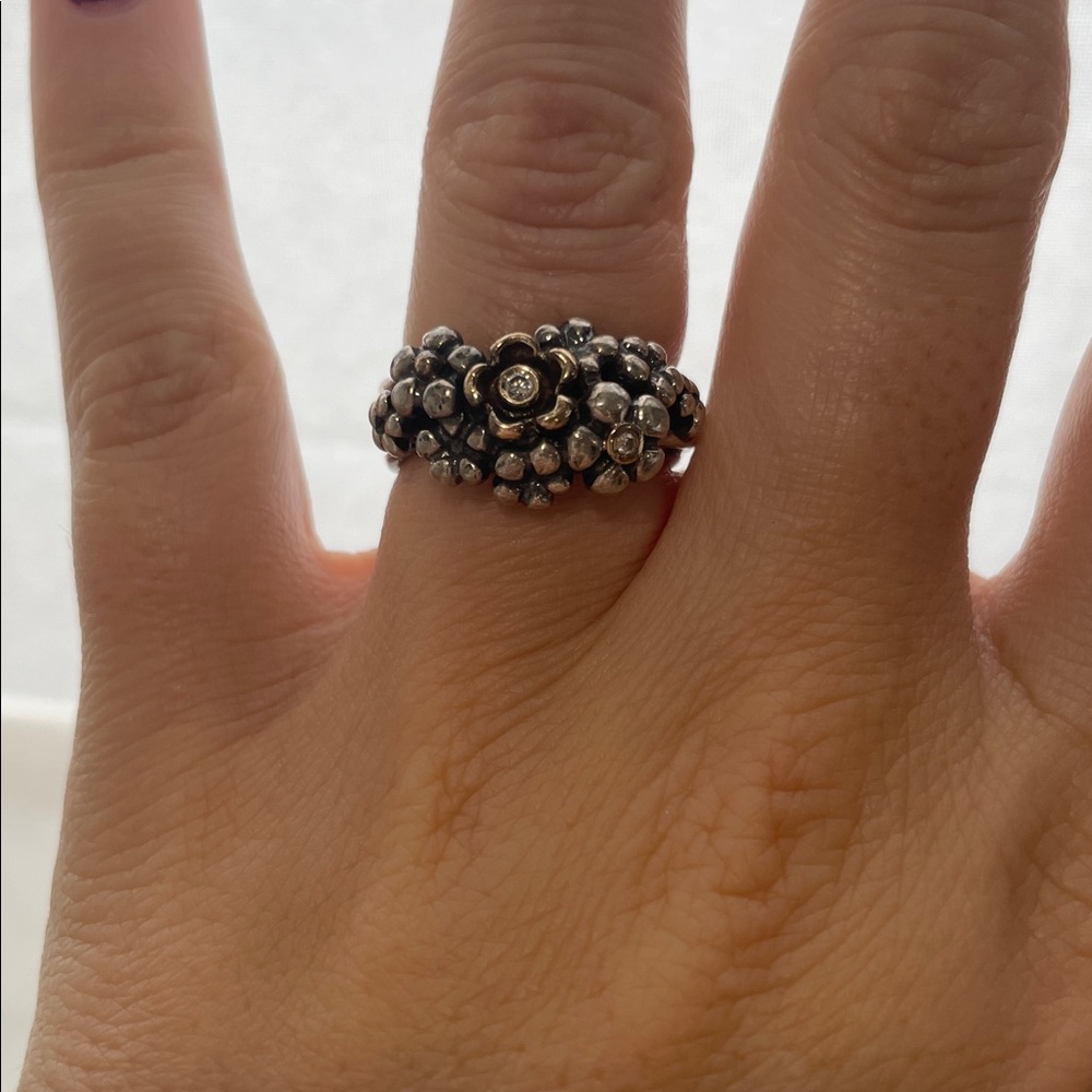 Vintage Pandora Flower Bouquet Two-Tone Ring